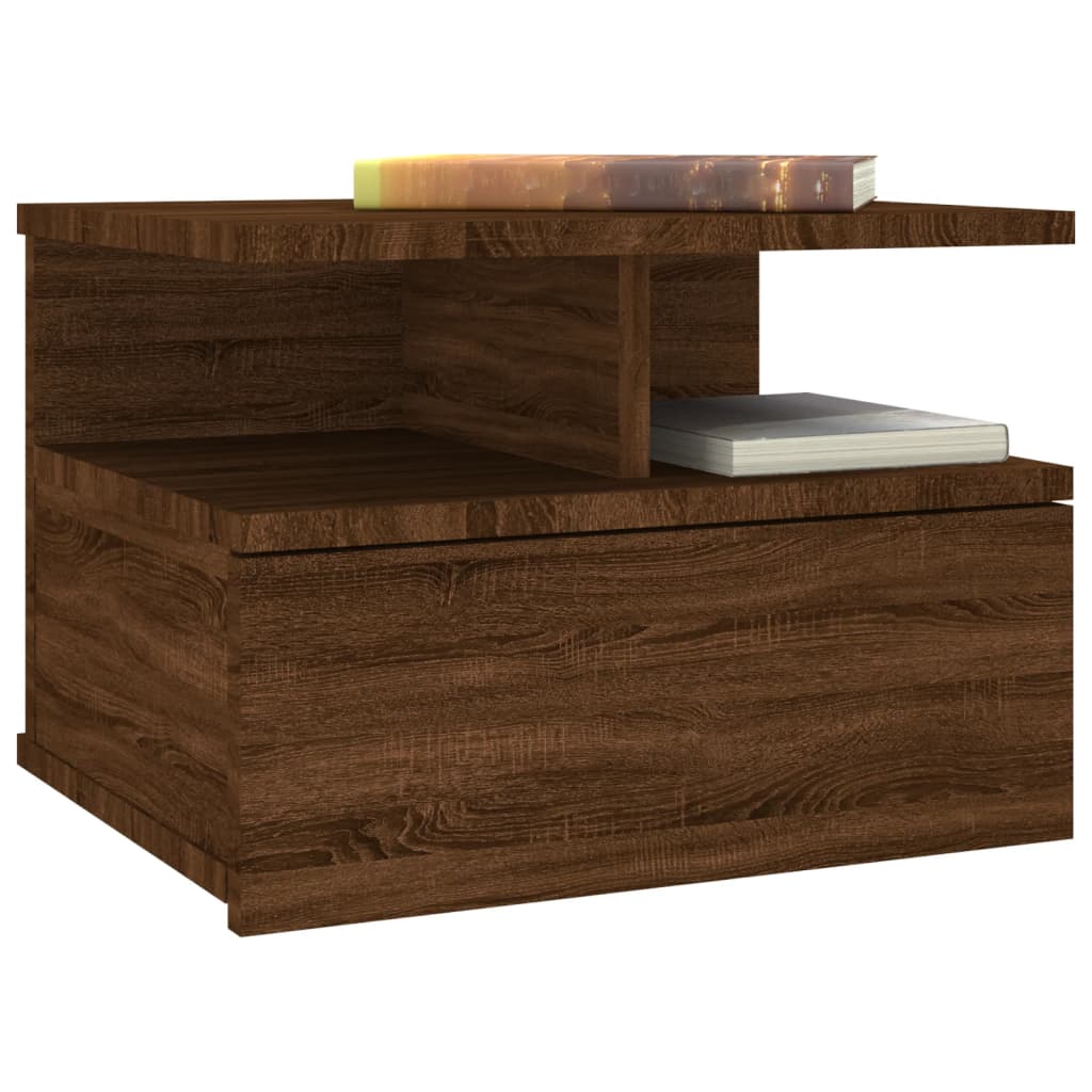 vidaXL Floating Nightstand Brown Oak 40x31x27 cm Engineered Wood