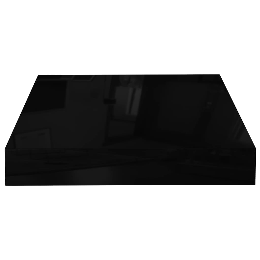vidaXL Floating Wall Shelves 2 pcs High Gloss Black 23x23.5x3.8 cm MDF