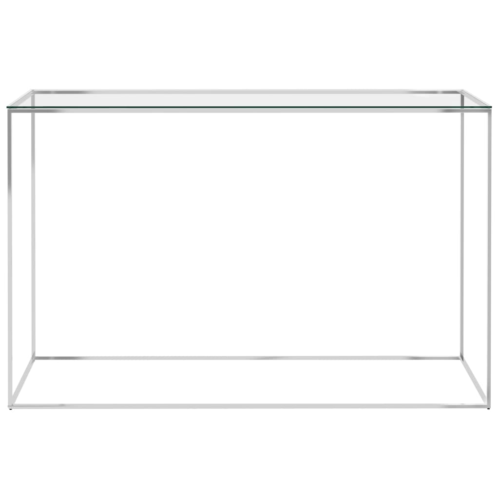vidaXL Side Table Silver 120x40x78 cm Stainless Steel and Glass