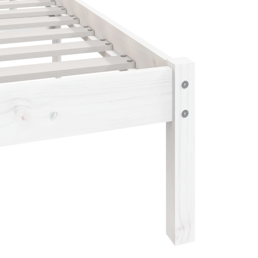 vidaXL Bed Frame White 150x200 cm King Size Solid Wood Pine