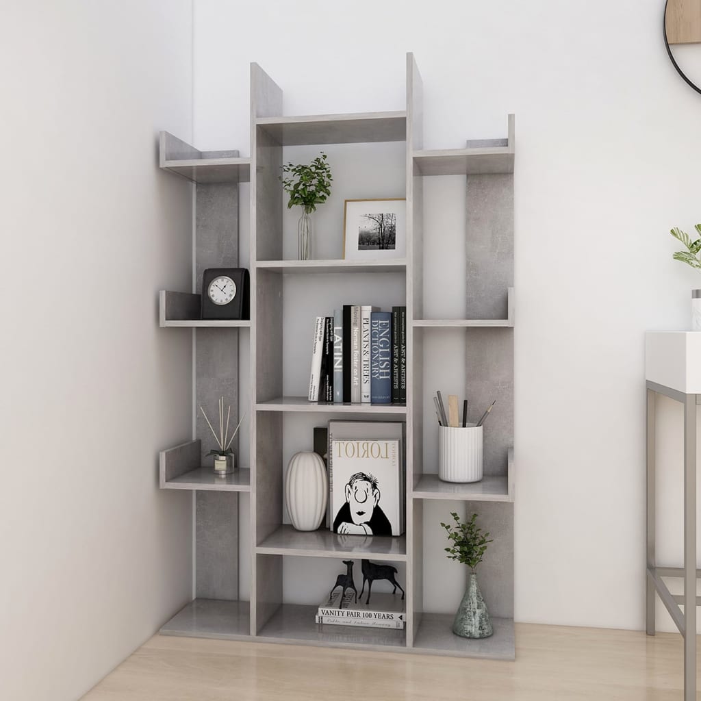 vidaXL Book Cabinet Concrete Grey 86x25.5x140 cm Engineered Wood