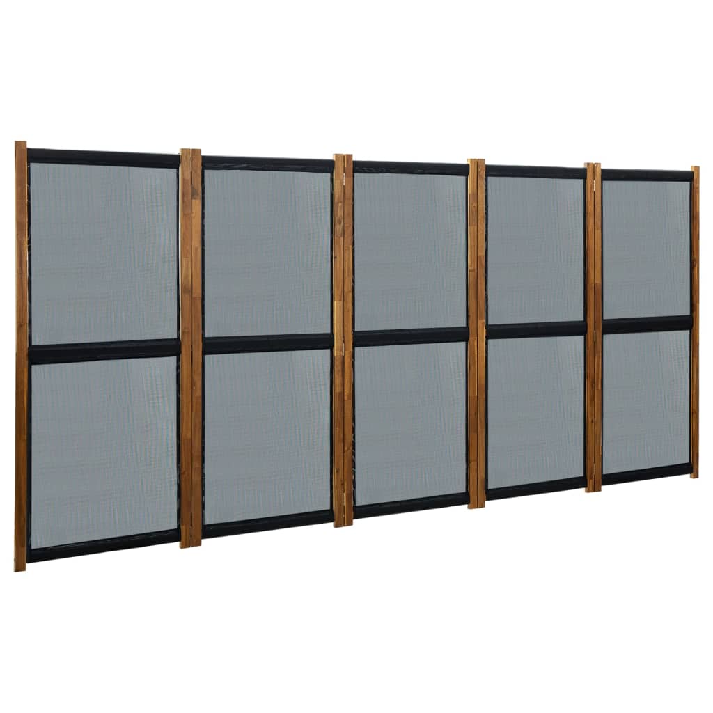 vidaXL 5-Panel Room Divider Black 350x170 cm