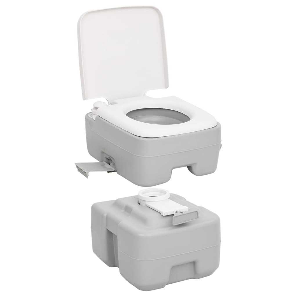 vidaXL Portable Camping Toilet Grey and White 20+10 L HDPE