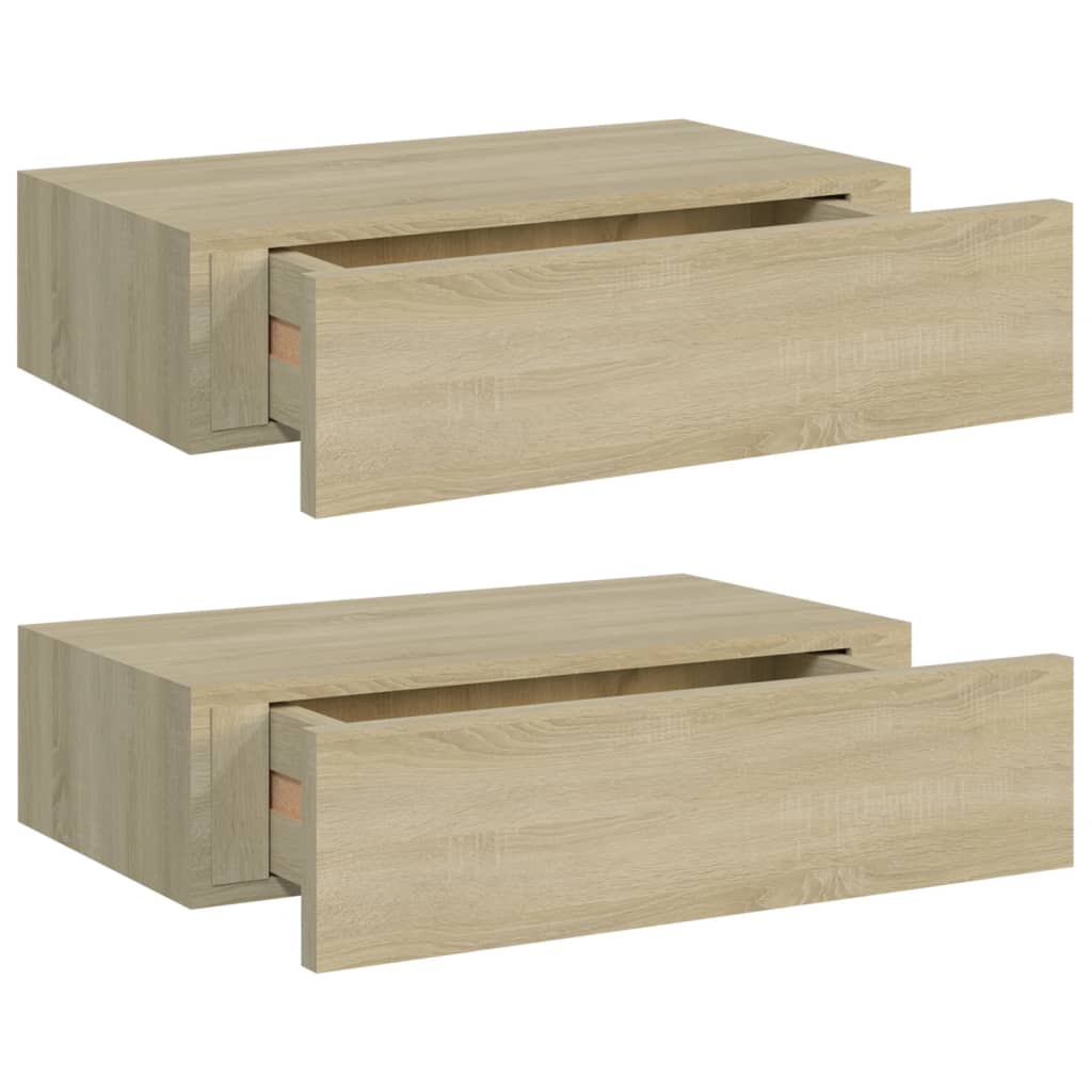 vidaXL Wall-mounted Drawer Shelves 2 pcs Oak 40x23.5x10cm MDF