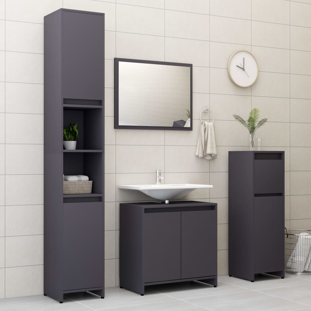 vidaXL Bathroom Cabinet Grey 60x33x61 cm Chipboard