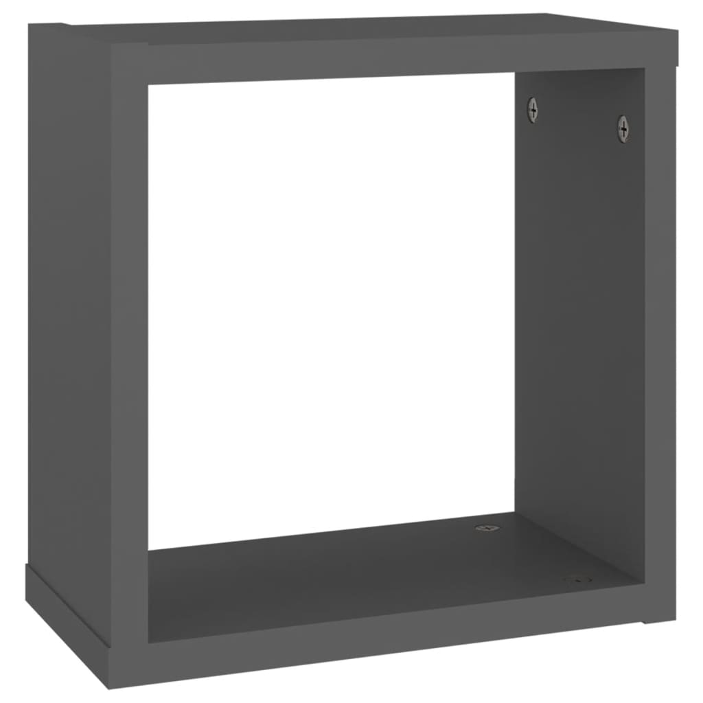 vidaXL Wall Cube Shelves 2 pcs Grey 30x15x30 cm