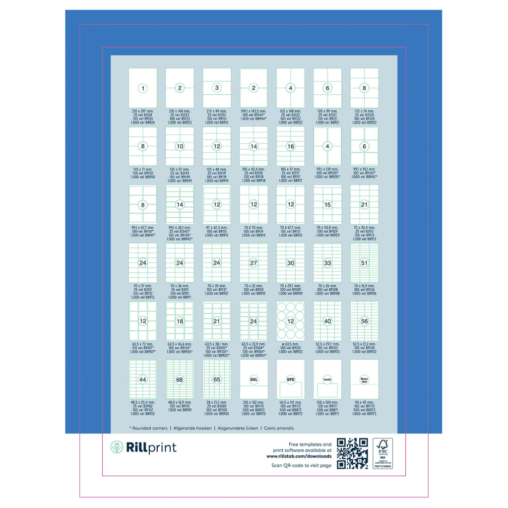 rillprint Self-adhesive Sticker Labels 105x148 mm 500 Sheets White