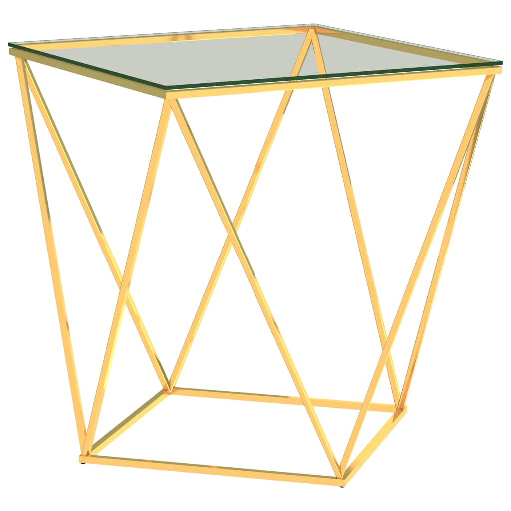 289034 vidaXL Coffee Table Gold and Transparent 50x50x55 cm Stainless Steel