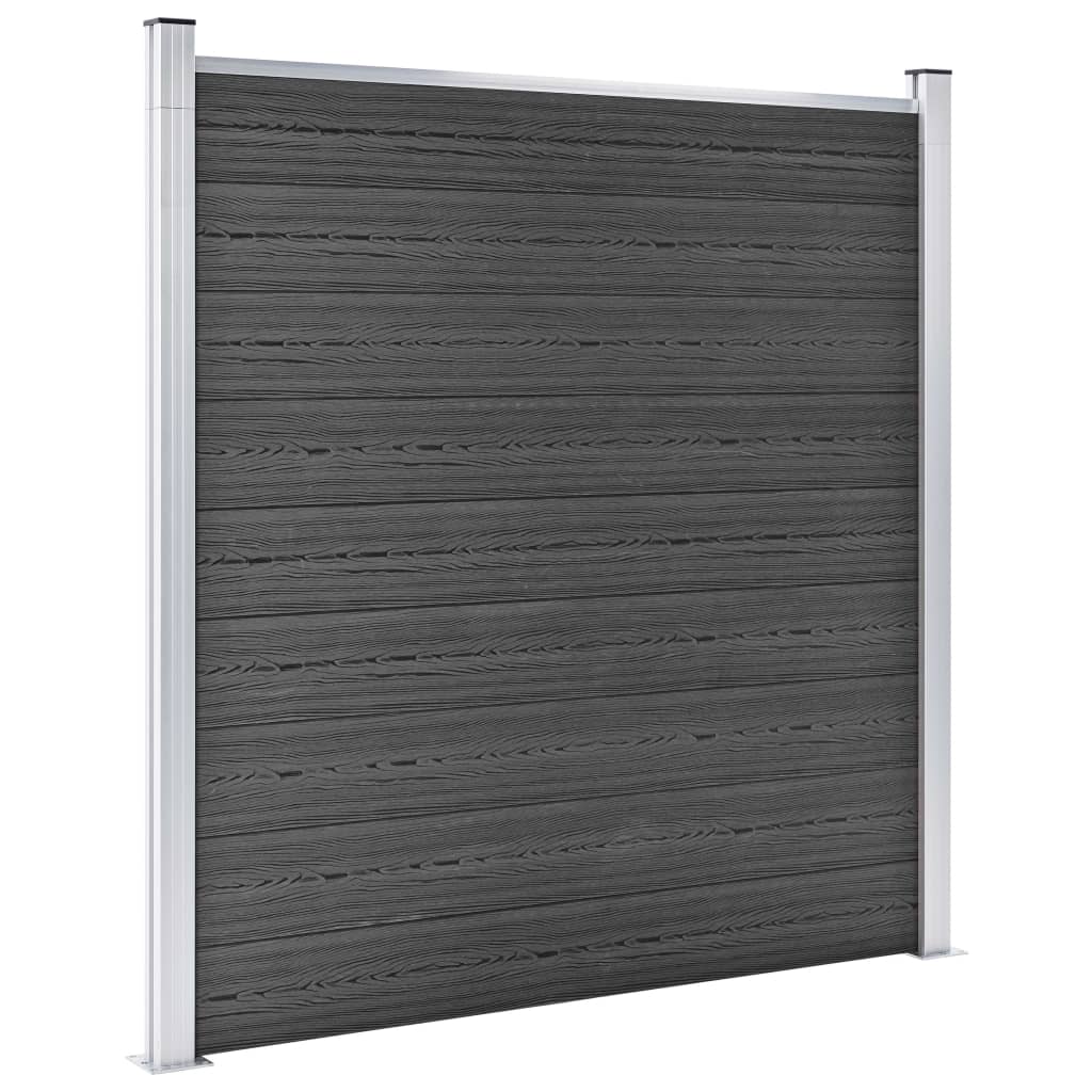 vidaXL Fence Panel Set WPC 1737x186 cm Black