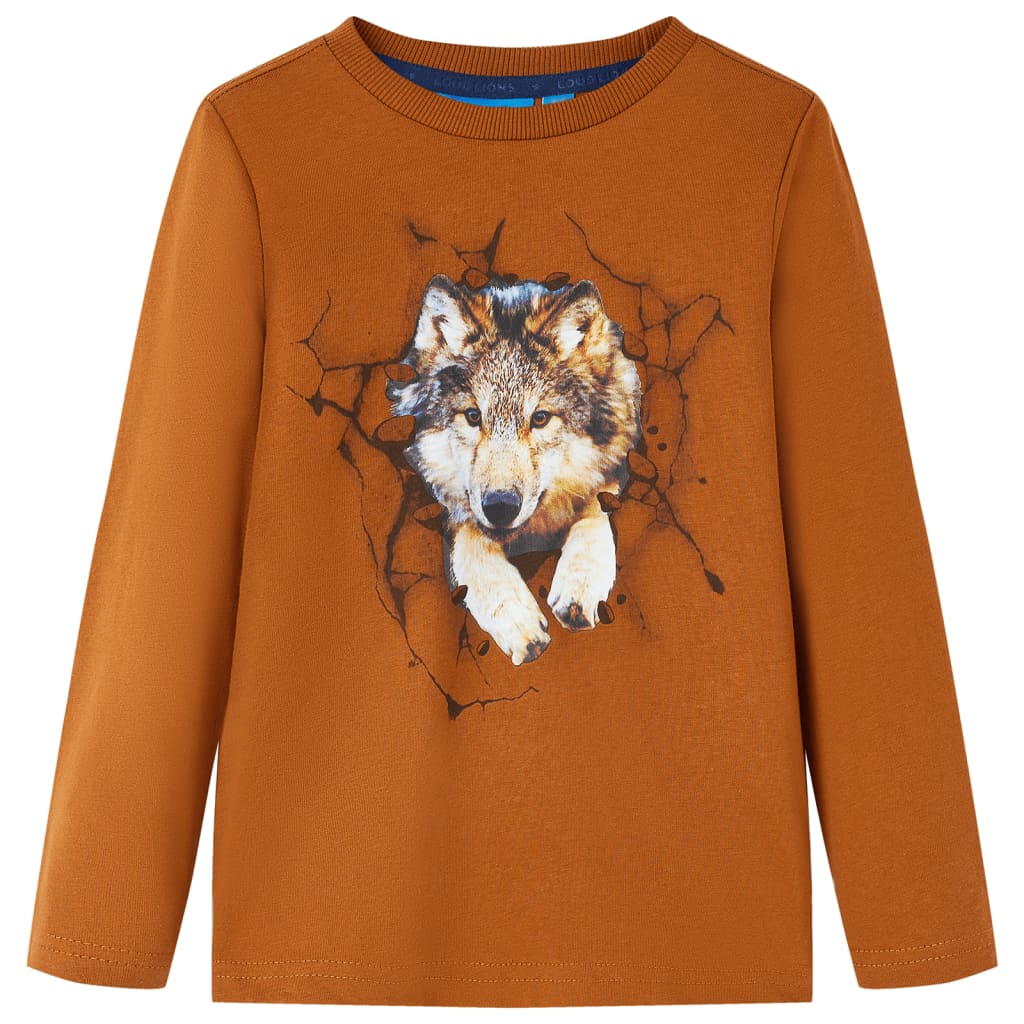 Kids' T-shirt with Long Sleeves Cognac 92