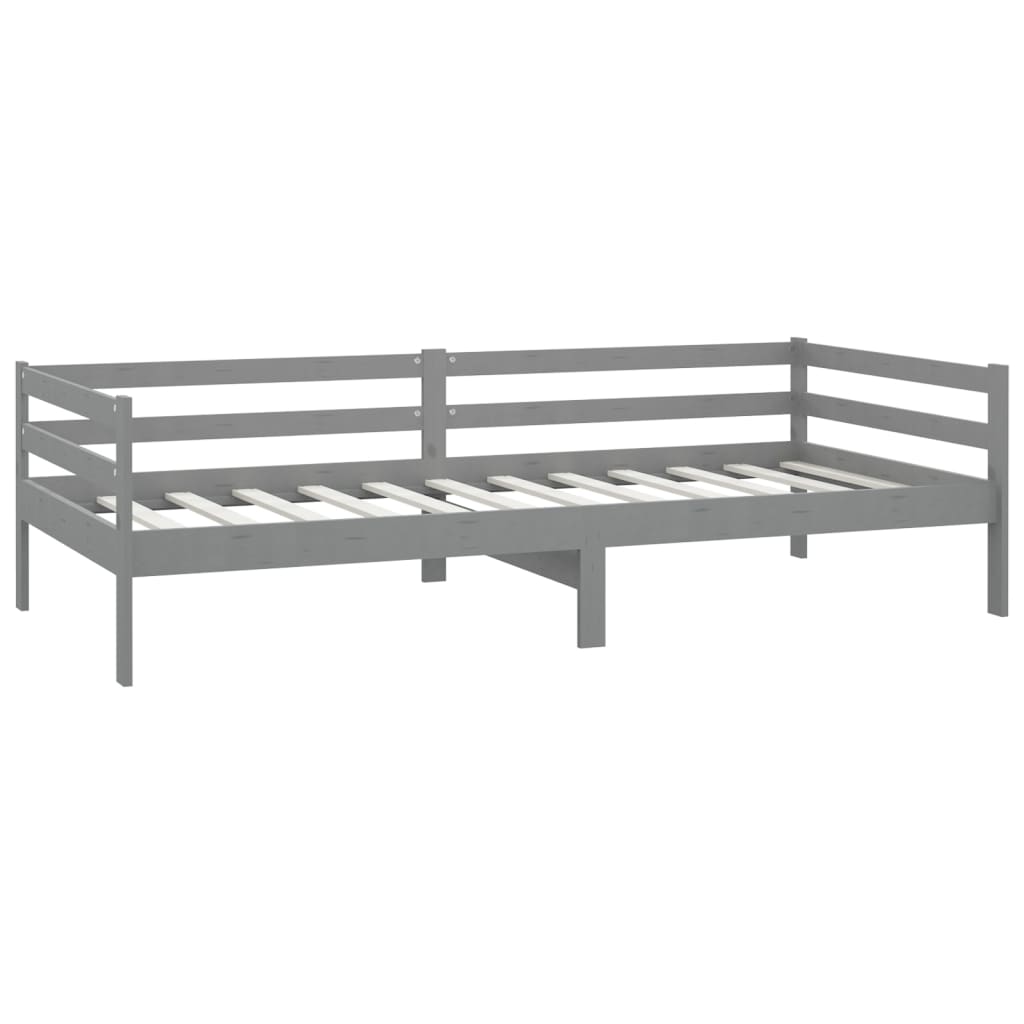 vidaXL Day Bed Grey Solid Pinewood 90x200 cm