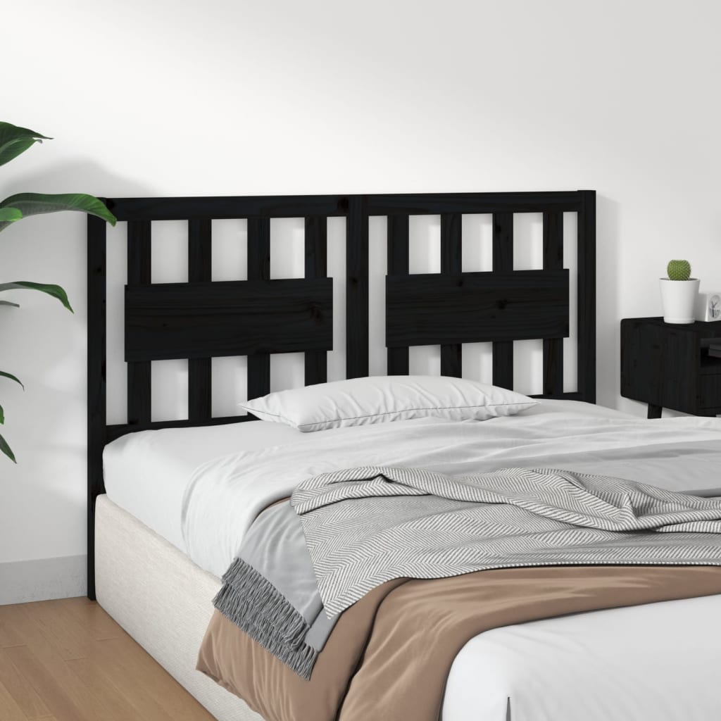 vidaXL Bed Headboard Black 145.5x4x100 cm Solid Wood Pine