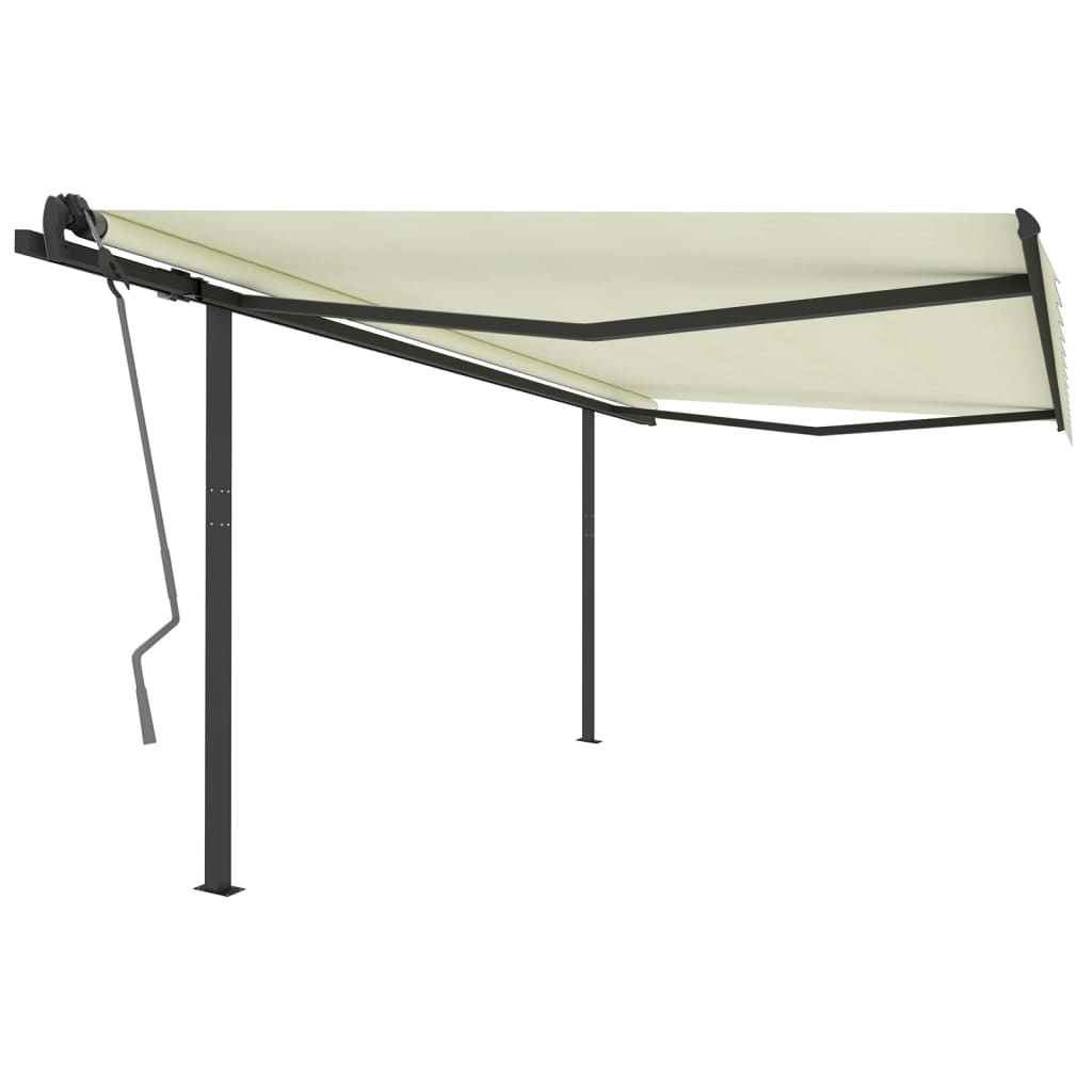 vidaXL Automatic Retractable Awning with Posts 4x3 m Cream