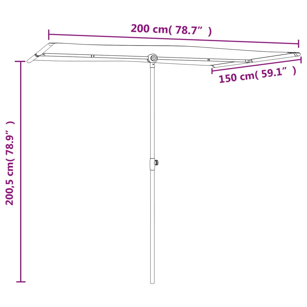 vidaXL Outdoor Parasol with Aluminium Pole 2x1.5 m Sand White