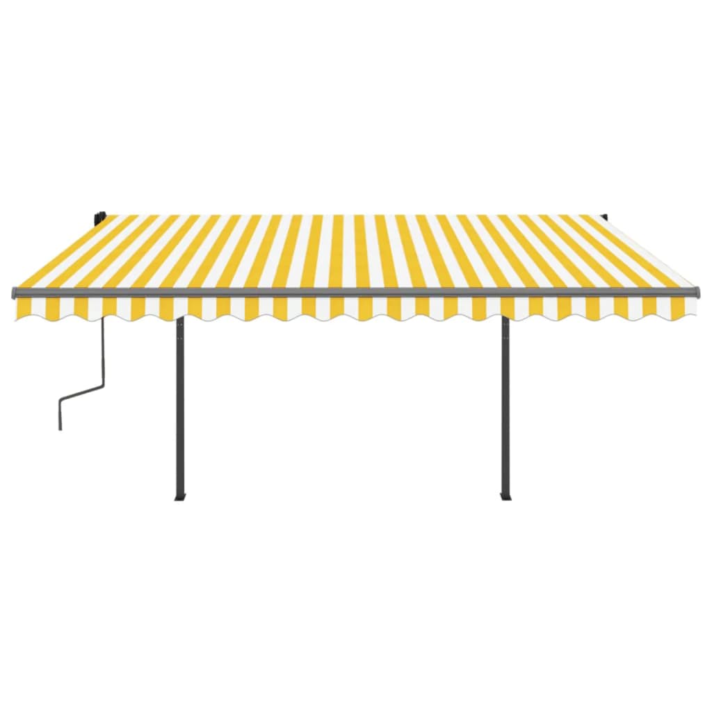 vidaXL Manual Retractable Awning with LED 4.5x3 m Yellow and White