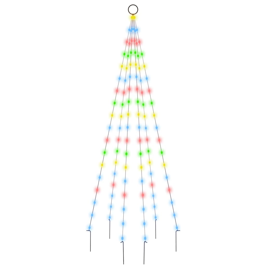 vidaXL Christmas Tree on Flagpole Colourful 108 LEDs 180 cm