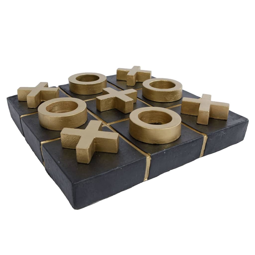 Gifts Amsterdam Sculpture Noughts and Crosses Polystone Black and Gold 21x21x4.5 cm