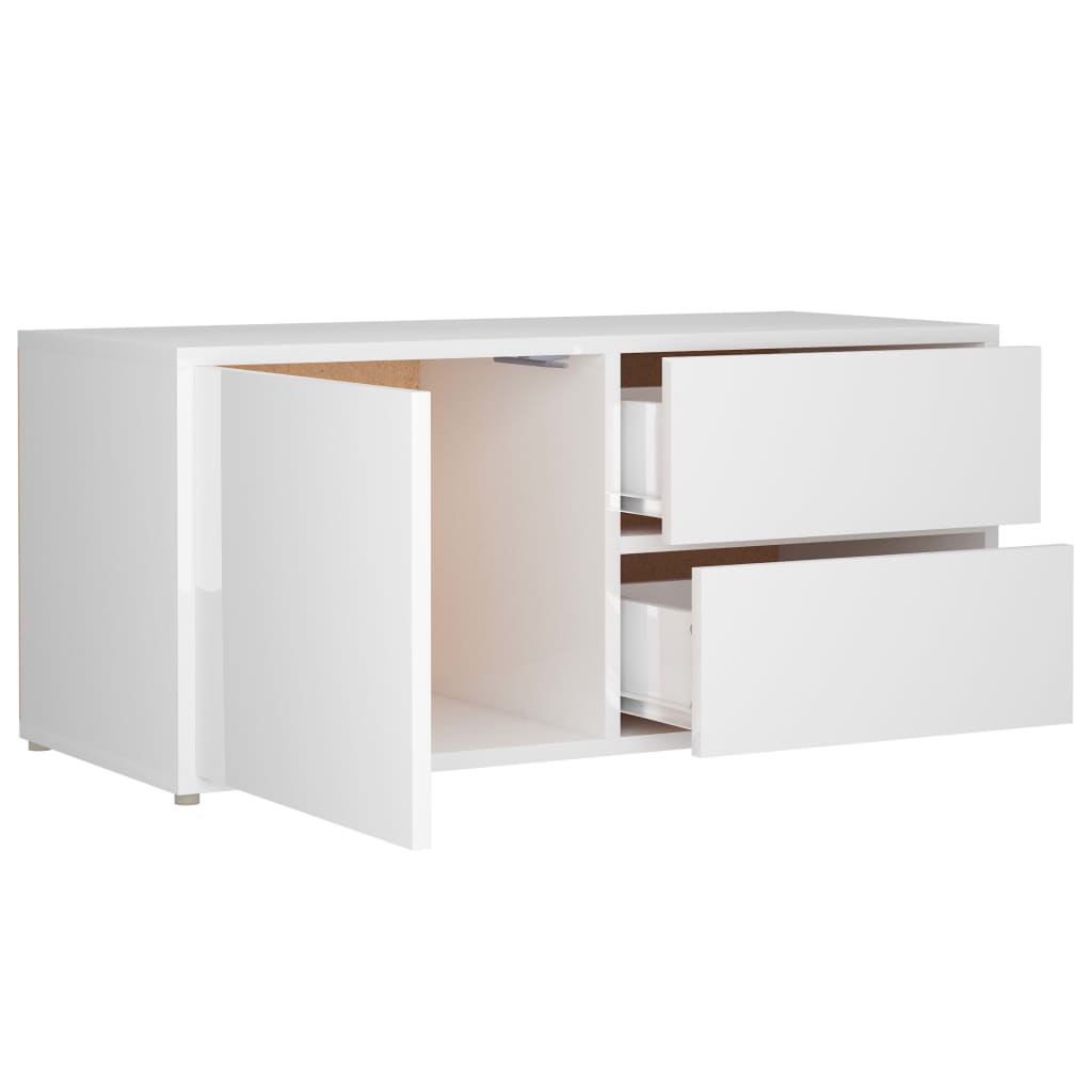 vidaXL TV Cabinet High Gloss White 80x34x36 cm Engineered Wood
