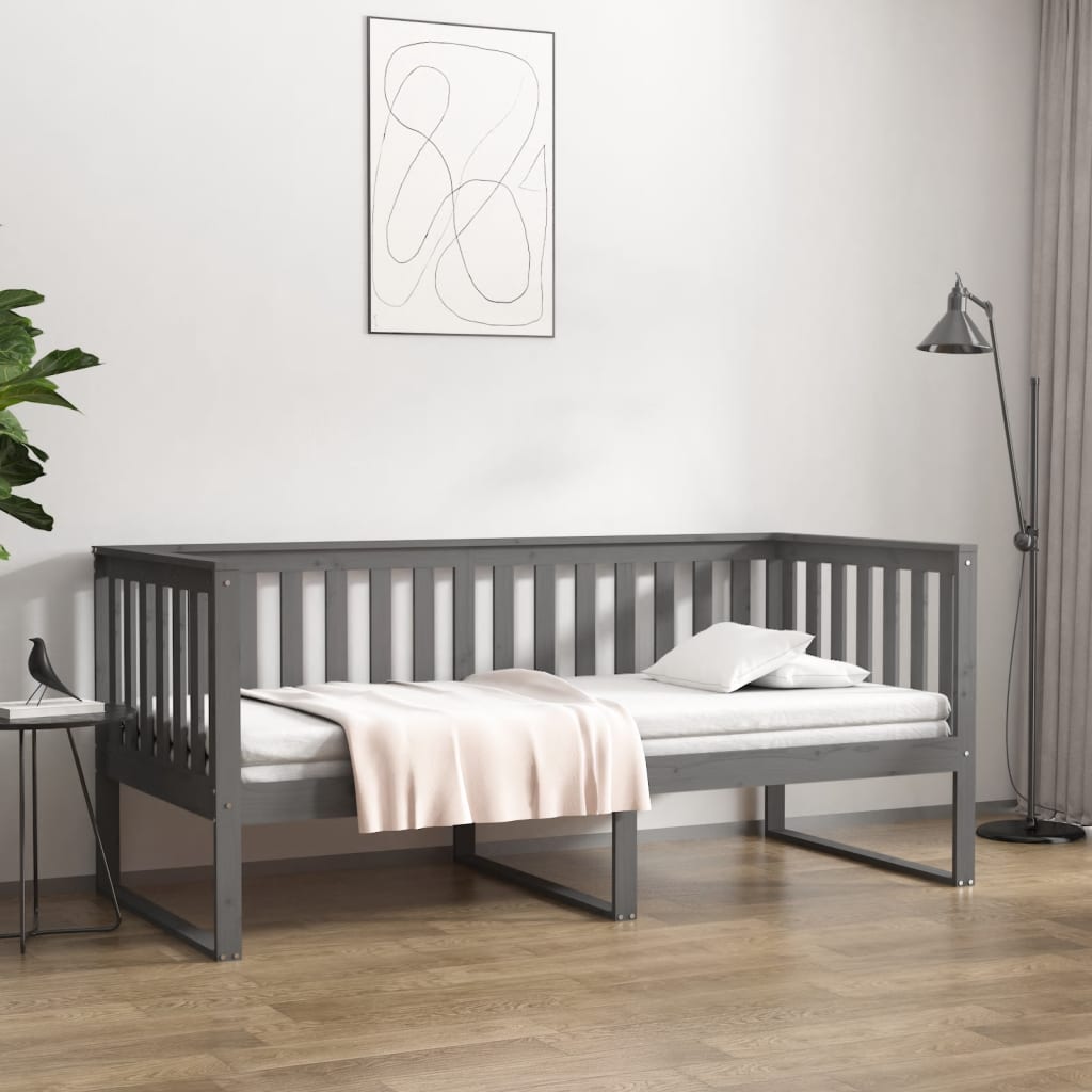 vidaXL Day Bed Grey 90x190 cm Solid Wood Pine