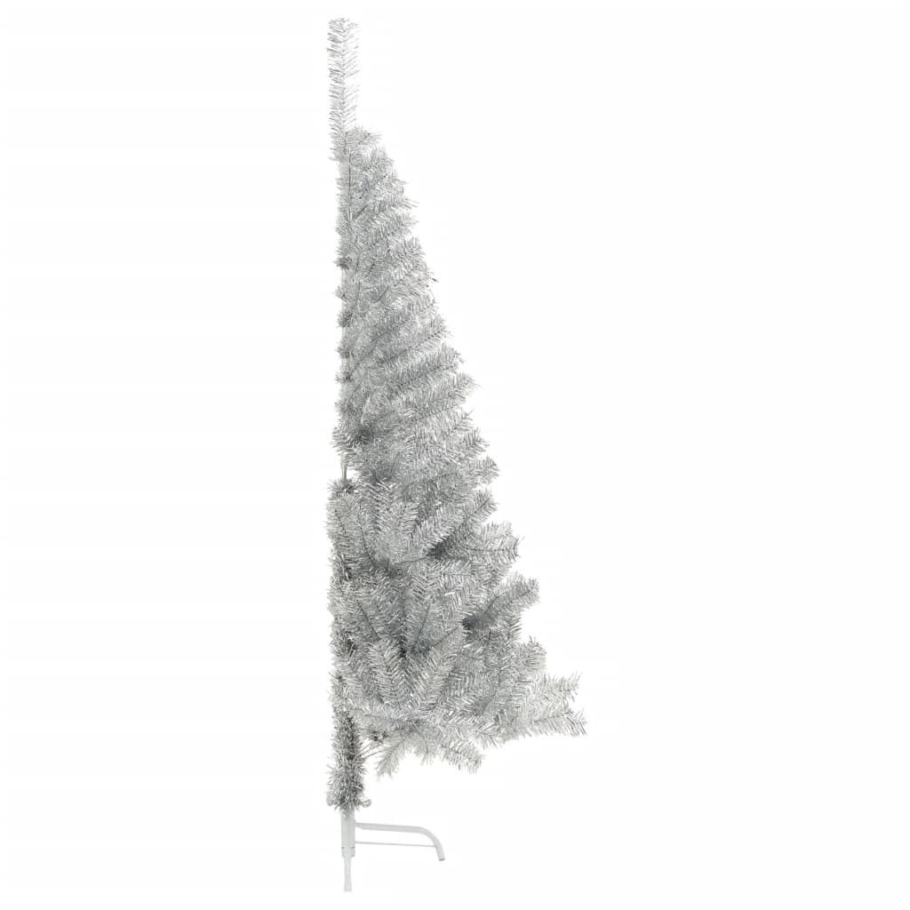 vidaXL Artificial Half Christmas Tree with Stand Silver 180 cm PET