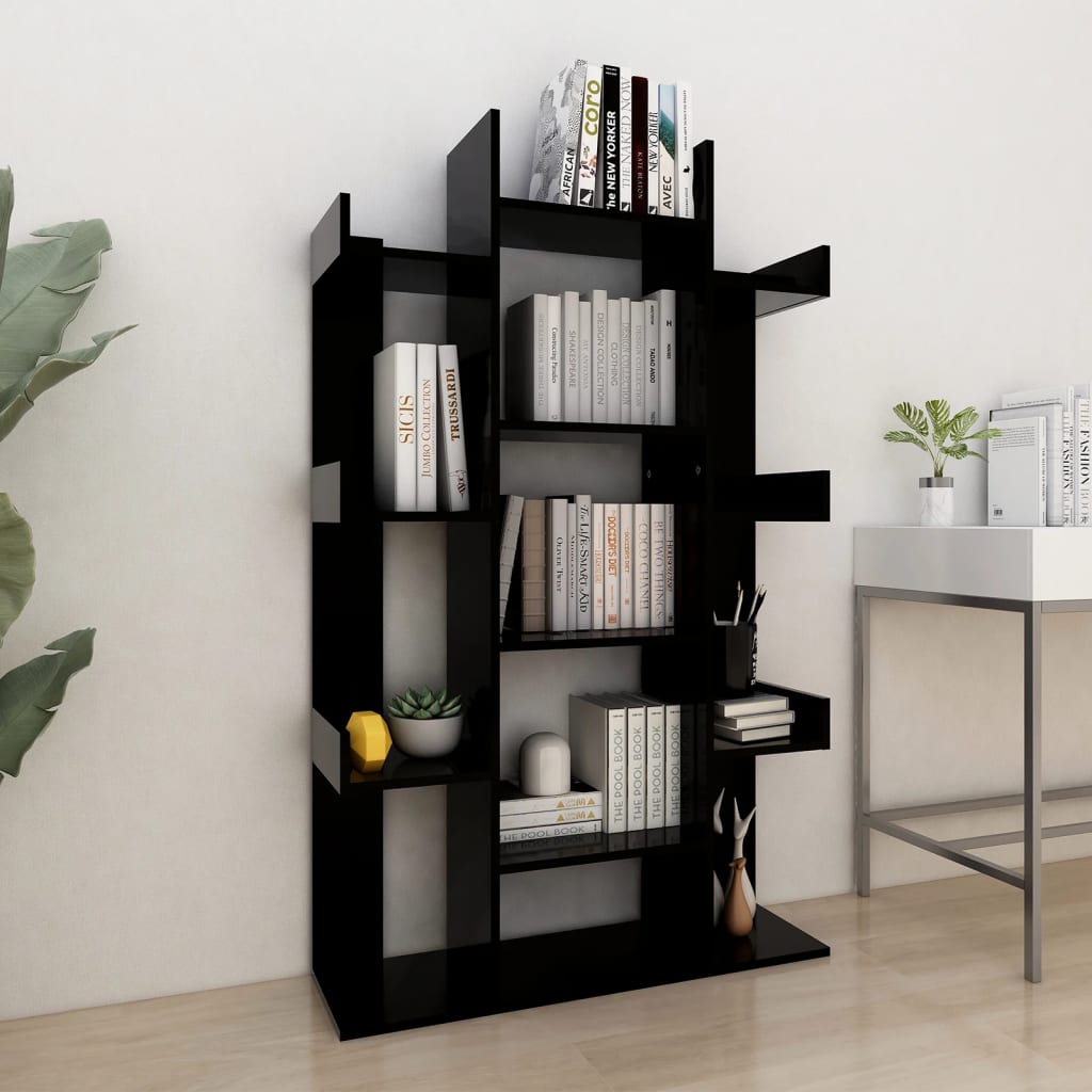vidaXL Book Cabinet Black 86x25.5x140 cm Engineered Wood