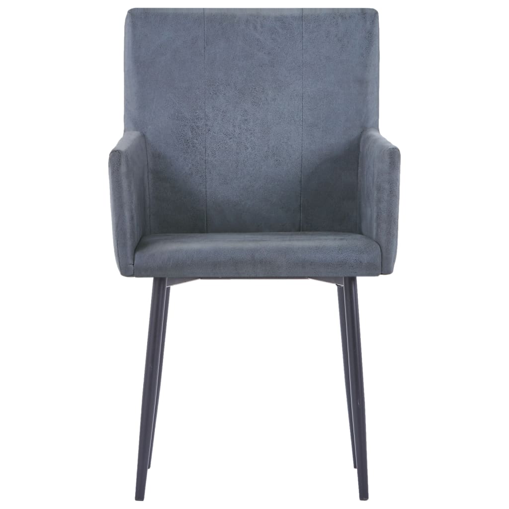 vidaXL Dining Chairs with Armrests 6 pcs Grey Faux Suede Leather