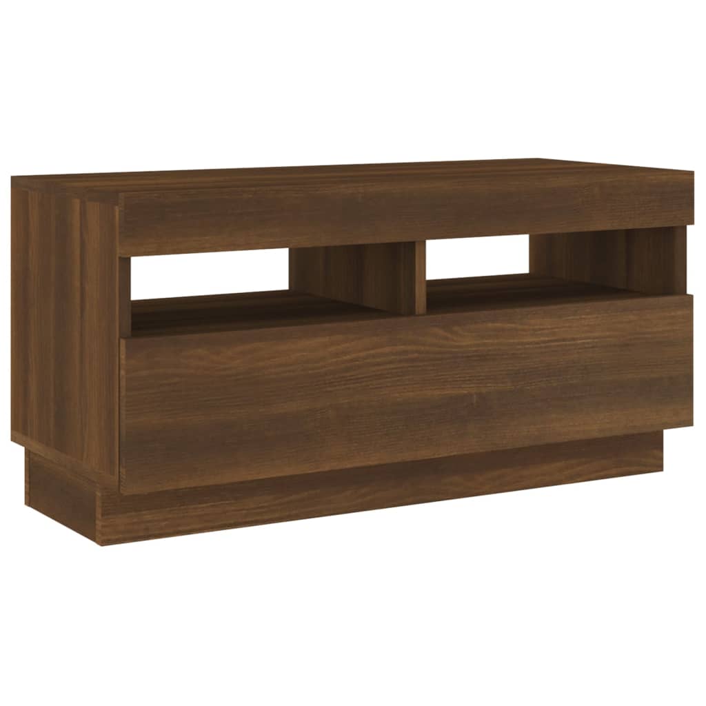 vidaXL 2 Piece TV Cabinet Set with LED Lights Brown Oak Engineered Wood