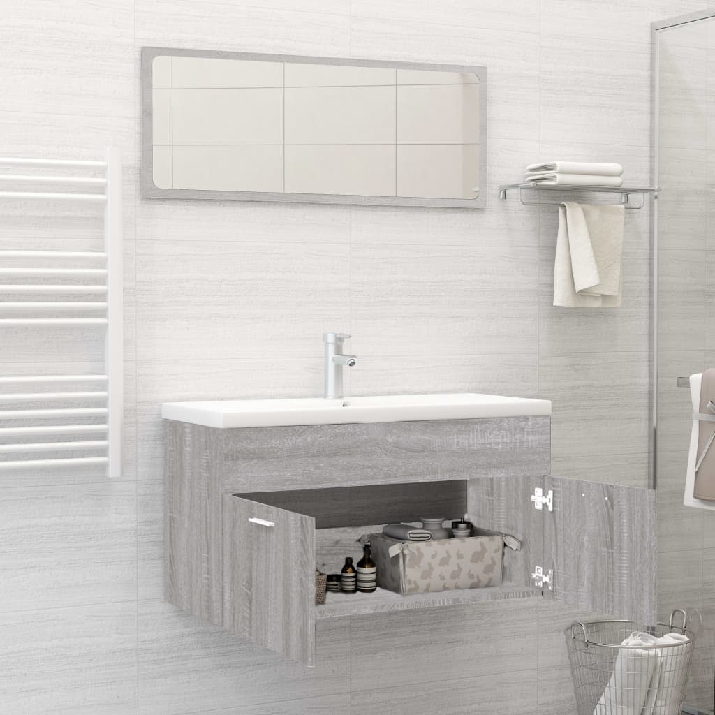 vidaXL 2 Piece Bathroom Furniture Set Grey Sonoma Engineered Wood