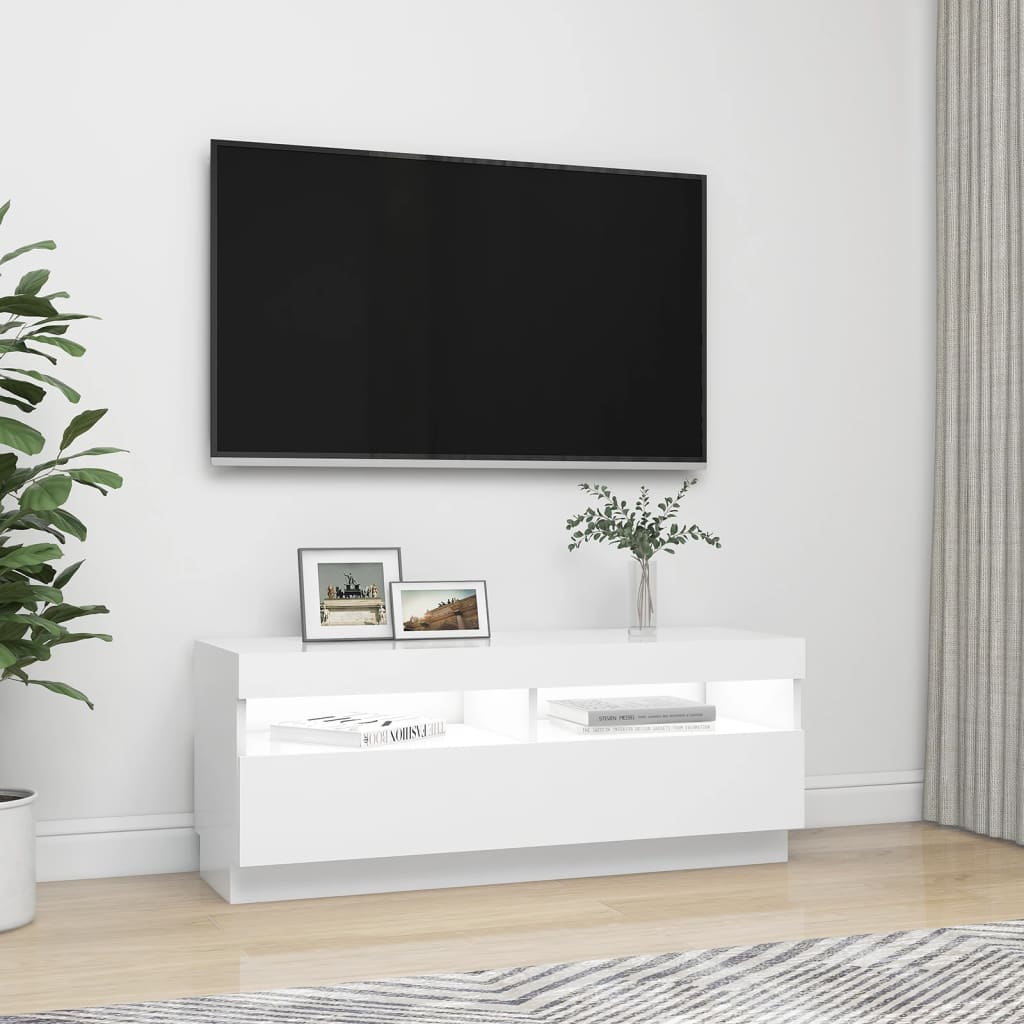 vidaXL TV Cabinet with LED Lights White 100x35x40 cm