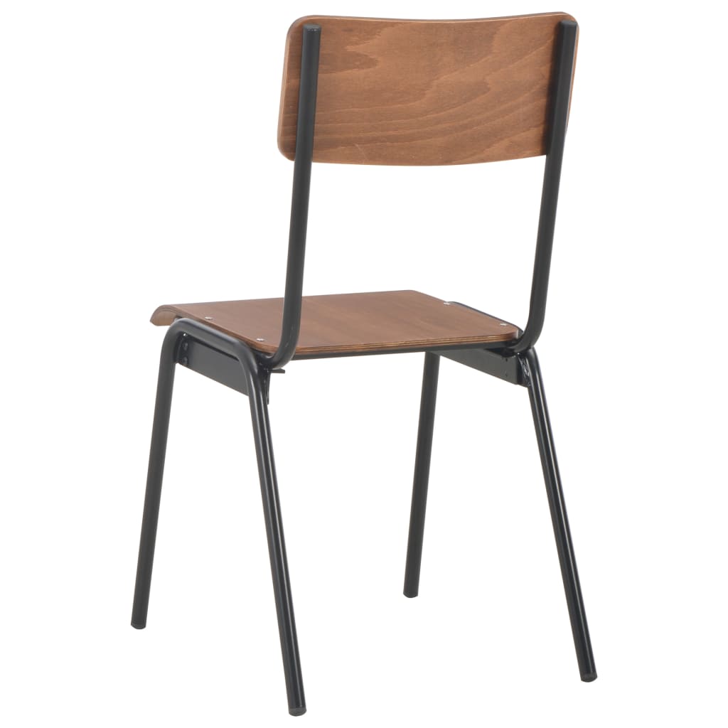 vidaXL Dining Chairs 2 pcs Brown Solid Plywood Steel