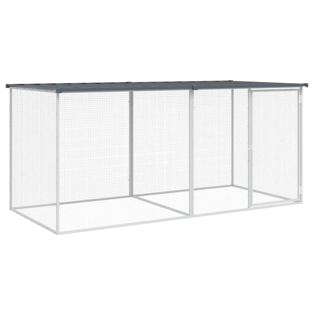 vidaXL Chicken Cage with Roof Anthracite 203x98x90 cm Galvanised Steel