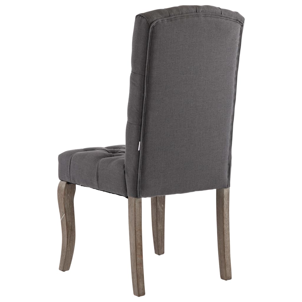 vidaXL Dining Chairs 2 pcs Grey Linen-Look Fabric