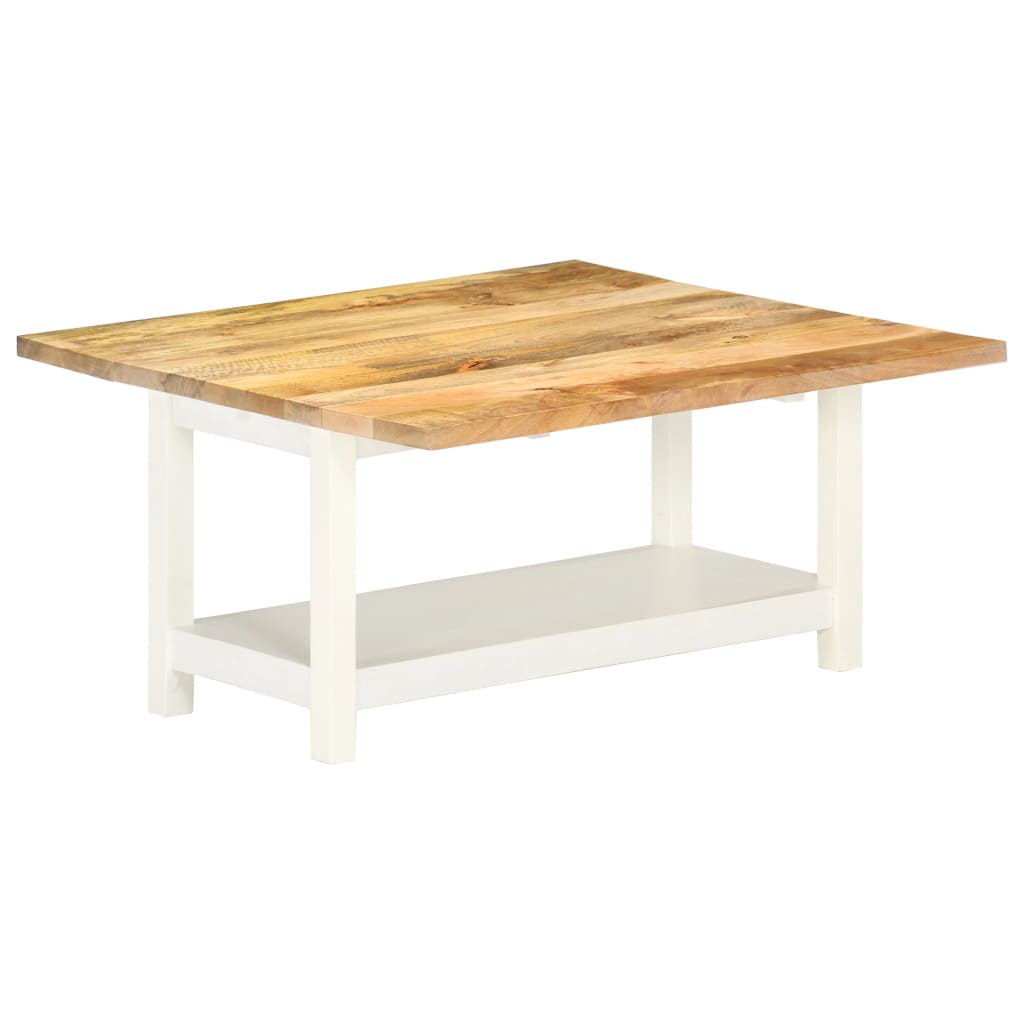 vidaXL Extendable Coffee Table White 90x(45-90)x45 cm Solid Mango Wood