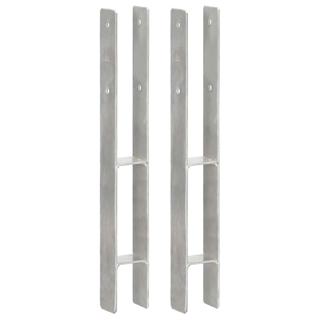 vidaXL Fence Anchors 2 pcs Silver 7x6x60 cm Galvanised Steel