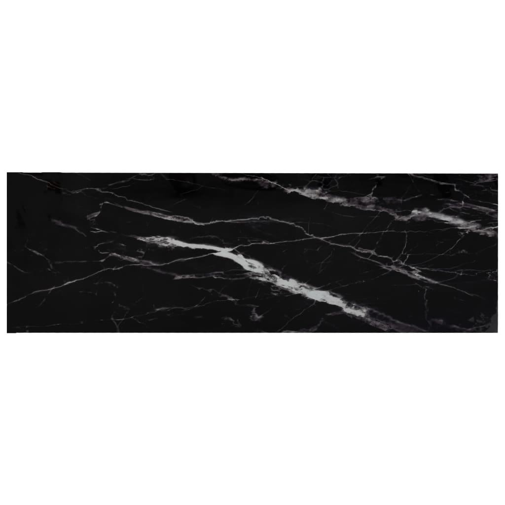 vidaXL Shelf Transparent and Black Marble 100x36x90 cm Tempered Glass