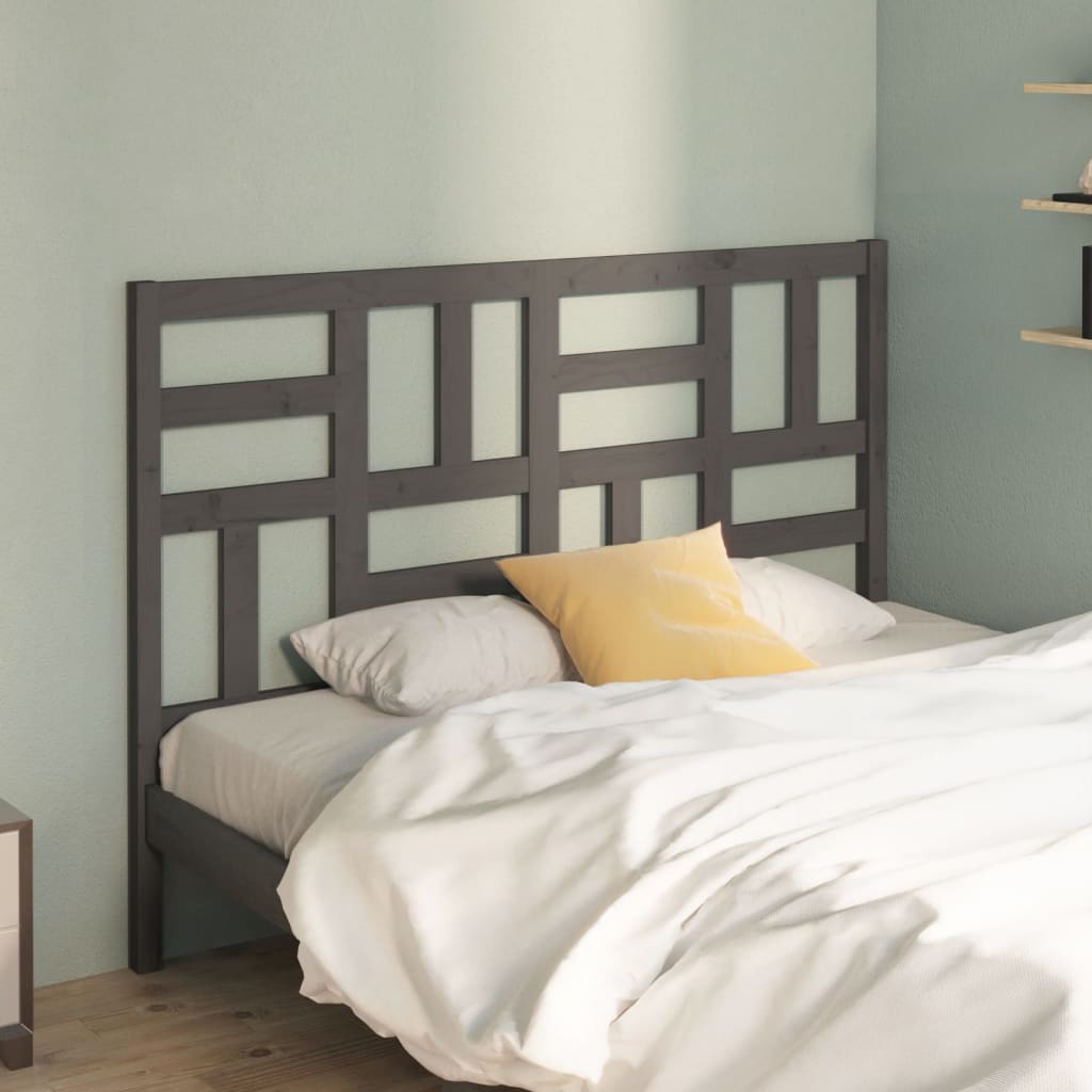 vidaXL Bed Headboard Grey 126x4x104 cm Solid Wood Pine