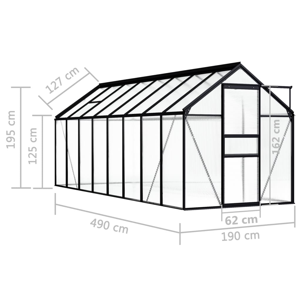 vidaXL Greenhouse Anthracite Aluminium 9.31 m²