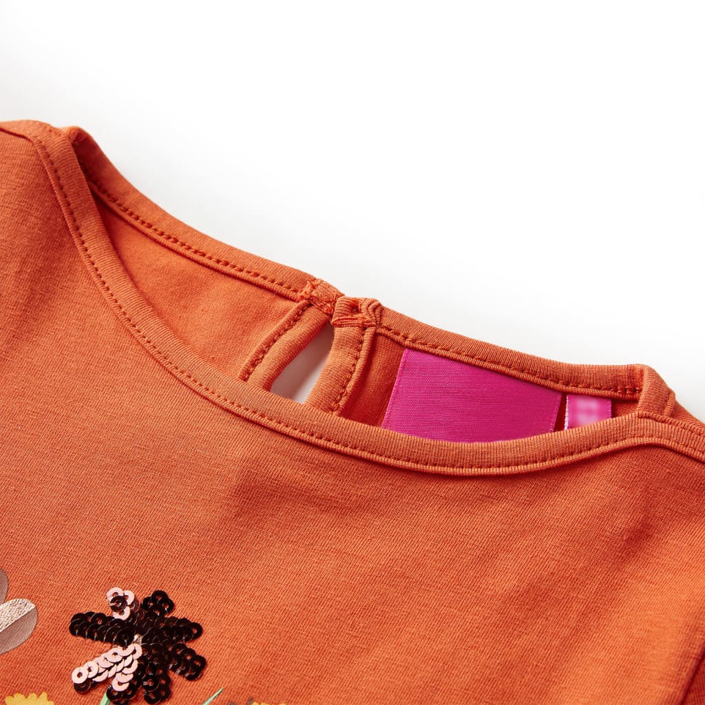 Kids' T-shirt with Long Sleeves Burnt Orange 92
