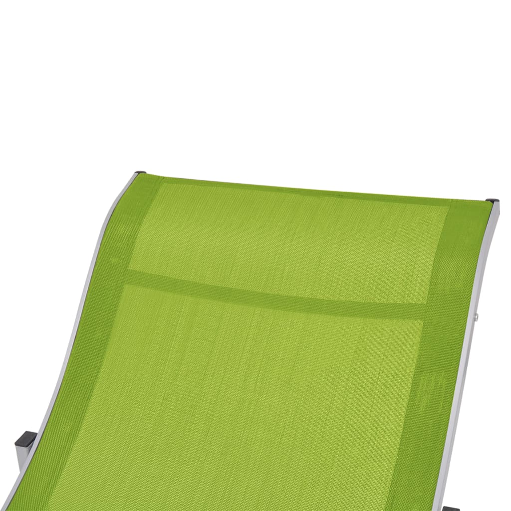 vidaXL Folding Sun Loungers 2 pcs Green Textilene