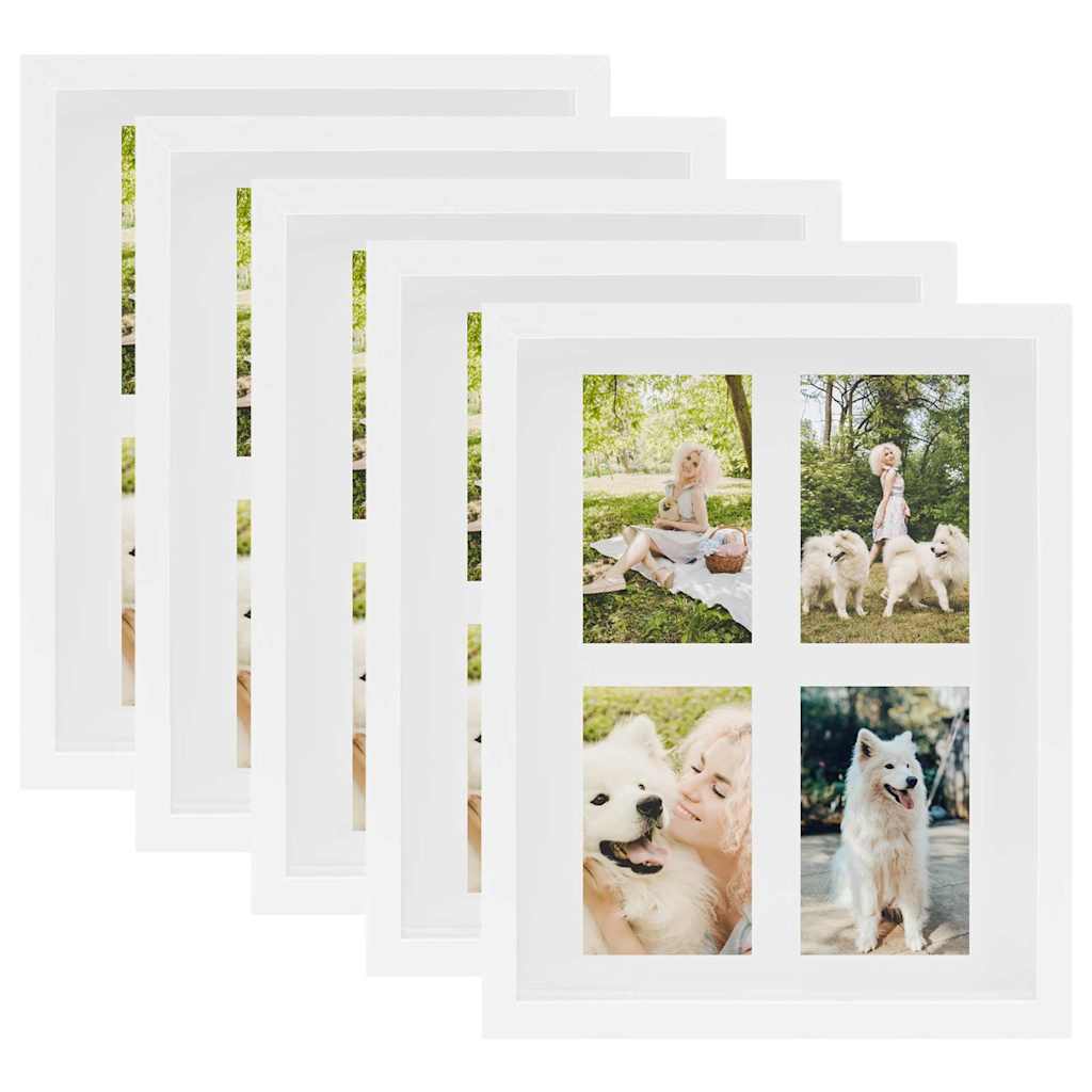 vidaXL 3D Box Photo Frames 5 pcs White 28x35 cm for 4x | vidaXL.co.uk