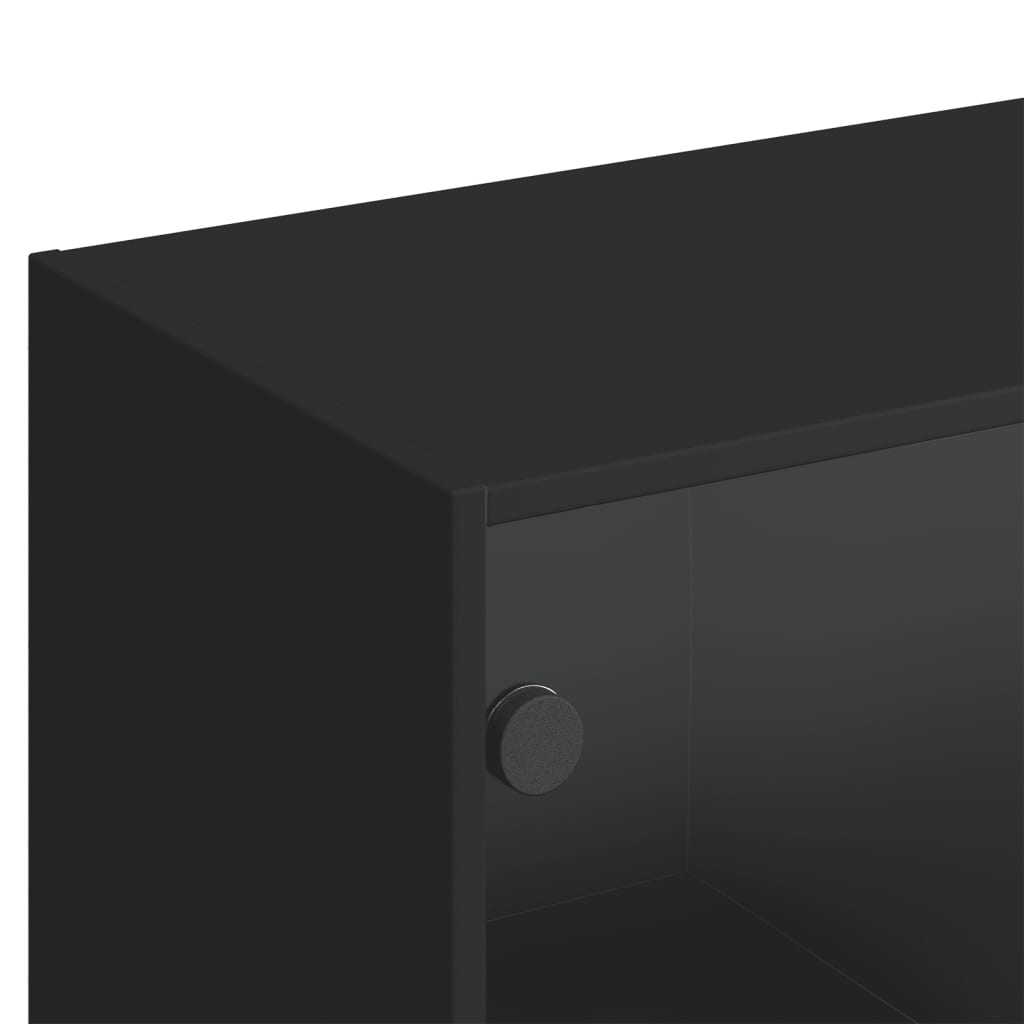 vidaXL Bookcase with Doors Black 136x37x142 cm Engineered Wood