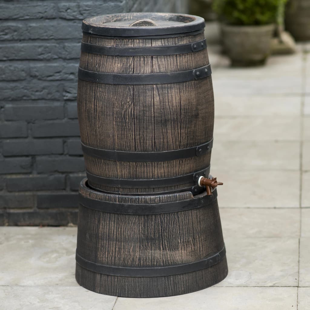 Nature Rain Butt Stand with Wood Look 30.5x58 cm Brown