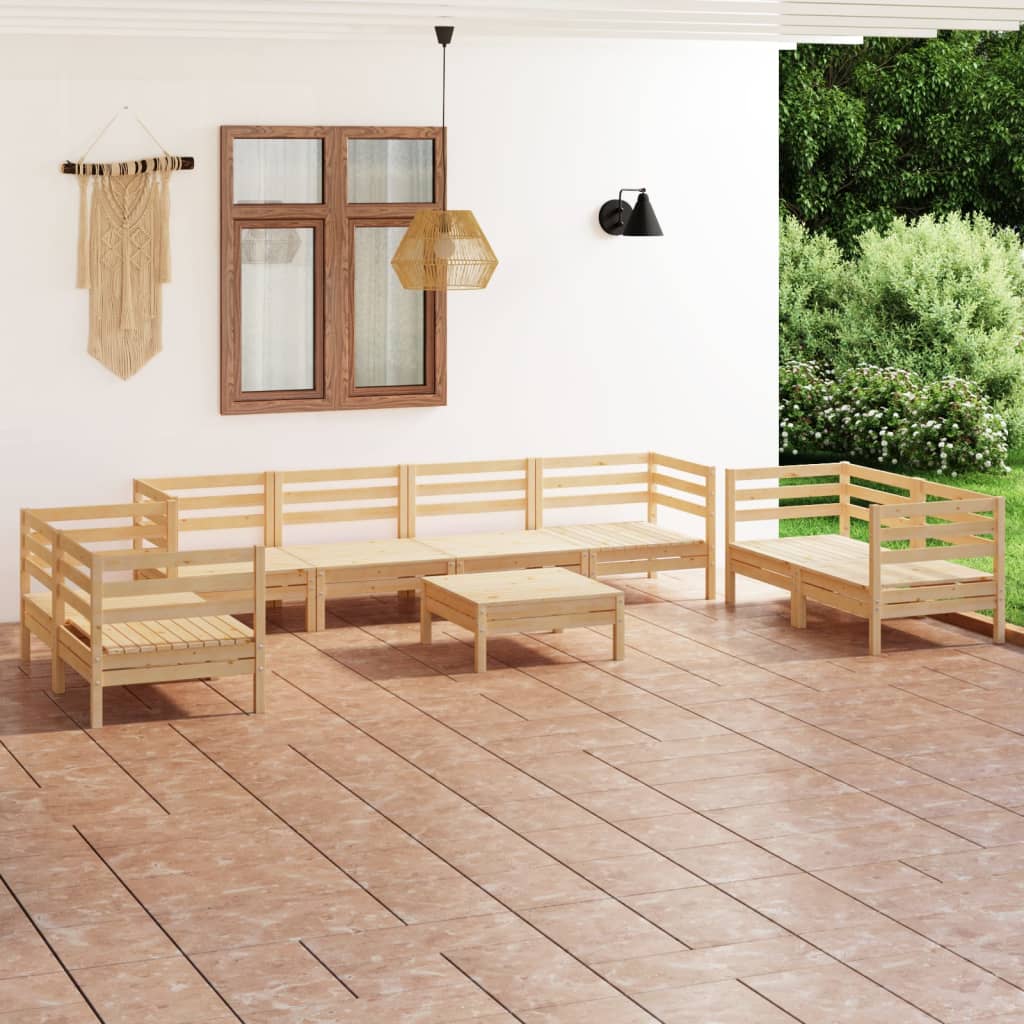 vidaXL 9 Piece Garden Lounge Set Solid Pinewood
