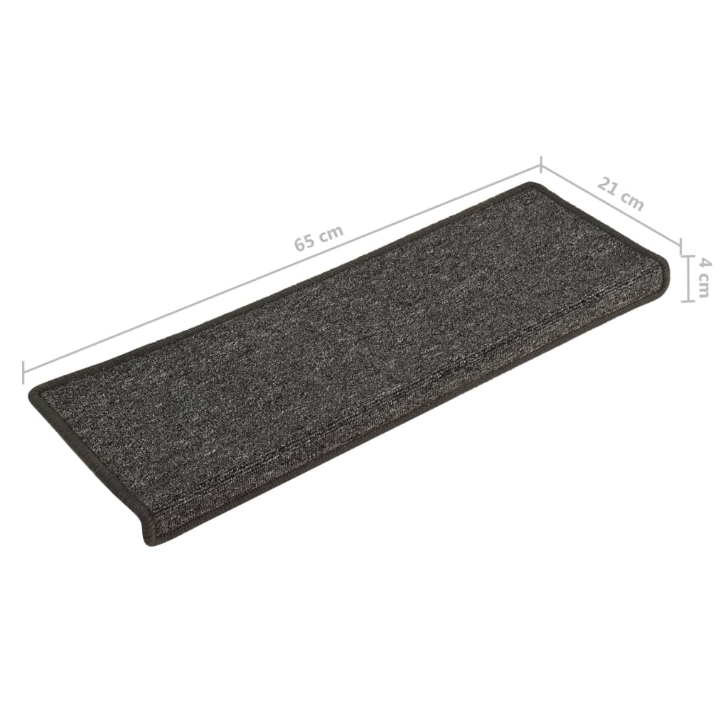 vidaXL Carpet Stair Treads 15 pcs 65x21x4 cm Grey and Black