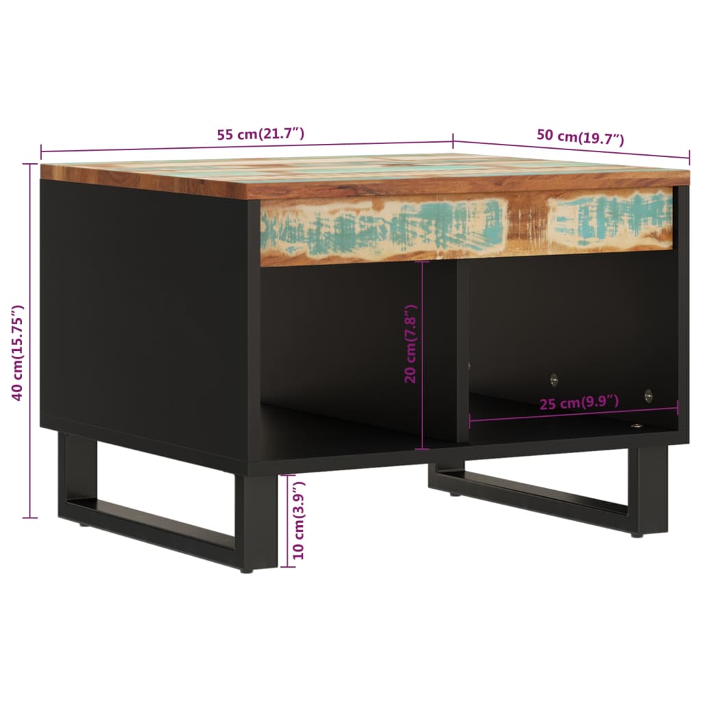 vidaXL Coffee Table 55x50x40 cm Solid Wood Reclaimed