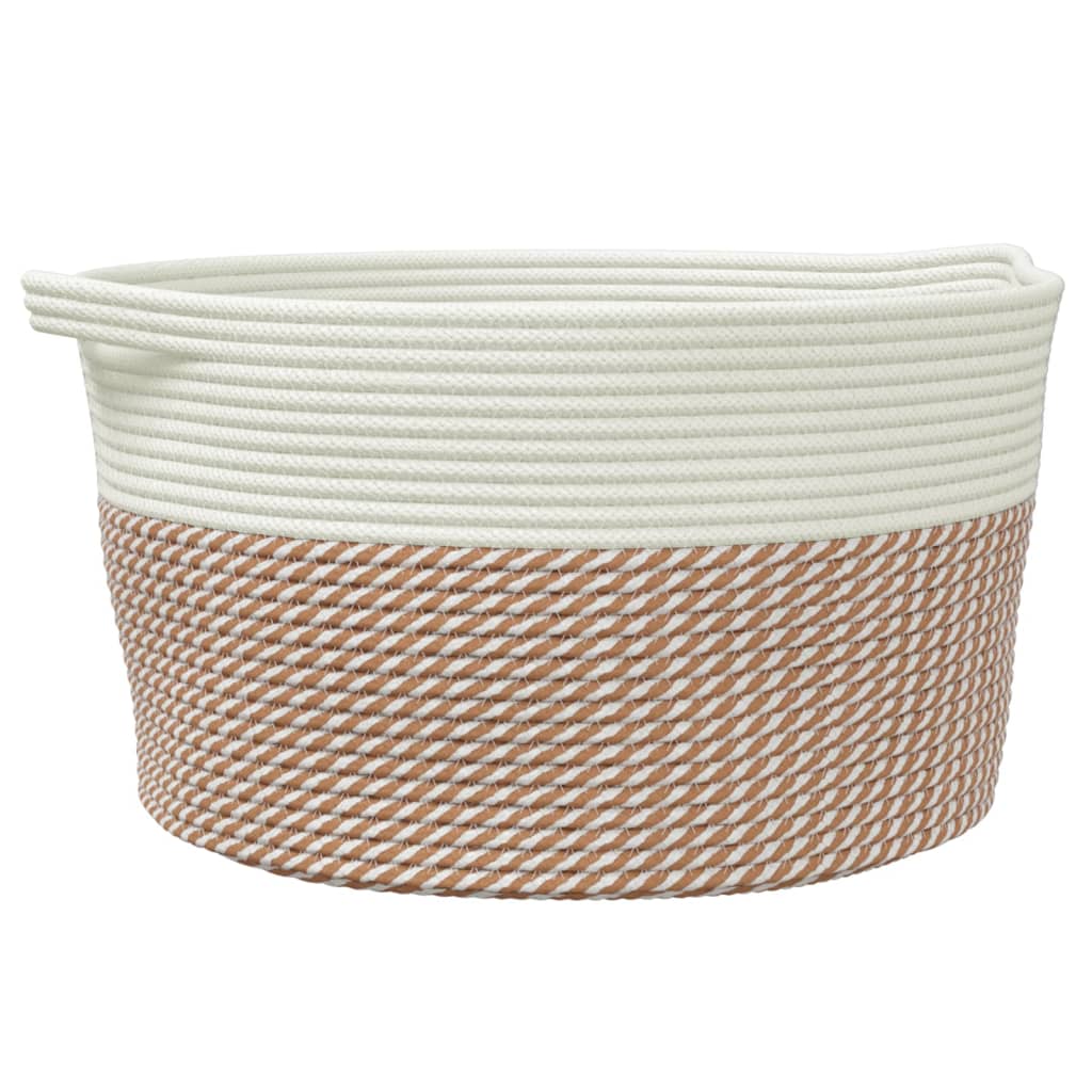 vidaXL Storage Basket Brown and White Ø40x25 cm Cotton