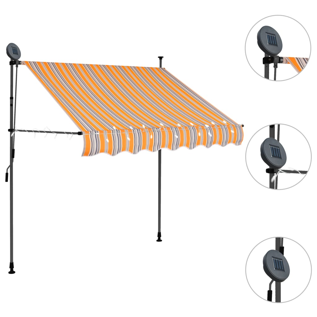 vidaXL Manual Retractable Awning with LED 100 cm Yellow and Blue