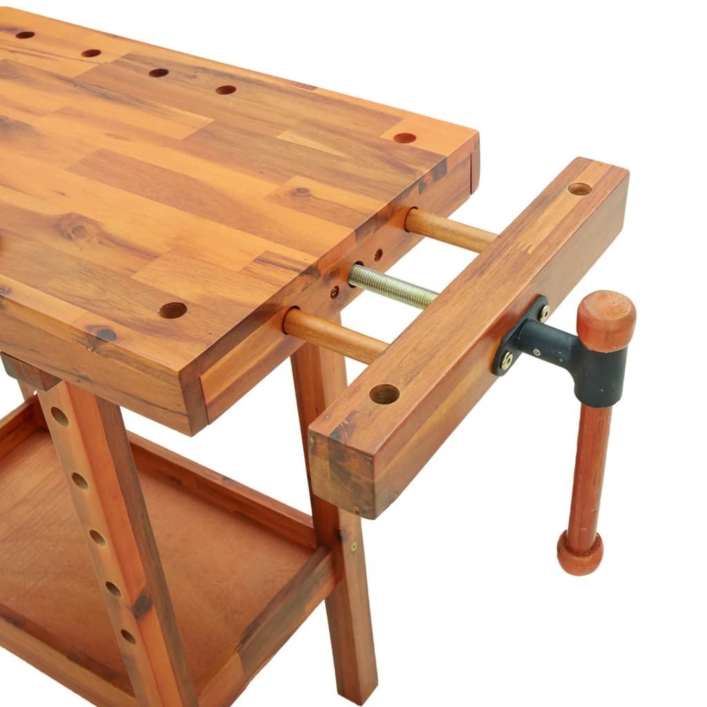 vidaXL Workbench with Vices 92x48x83 cm Solid Wood Acacia