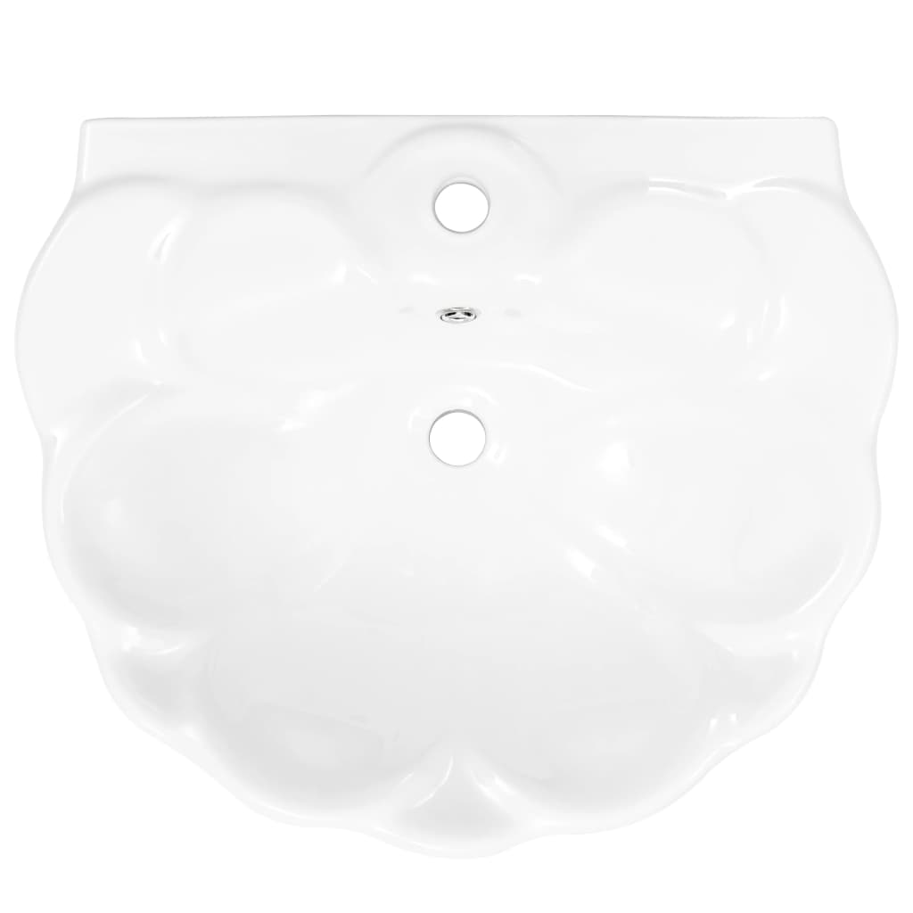 vidaXL Freestanding Basin with Pedestal Ceramic White 580x510x200mm