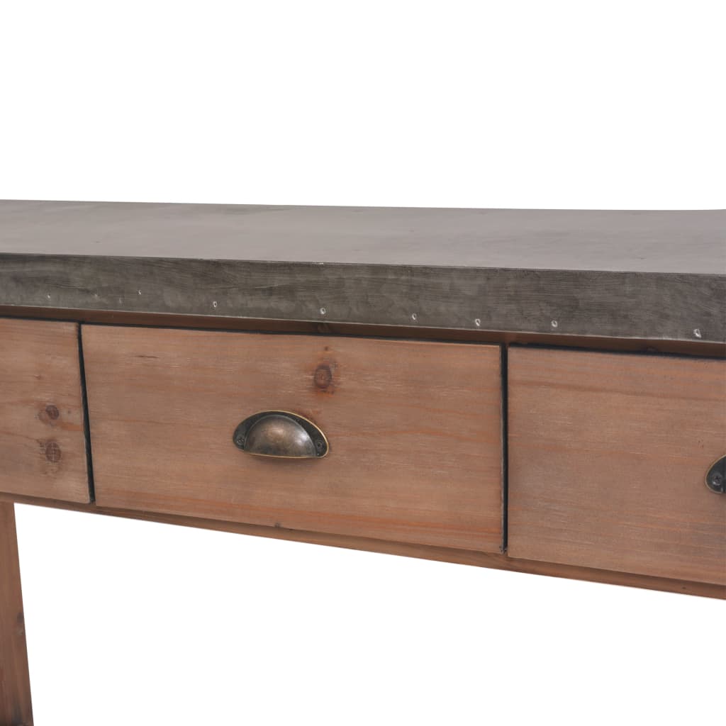 vidaXL Console Table Solid Fir Wood 122x35x80 cm